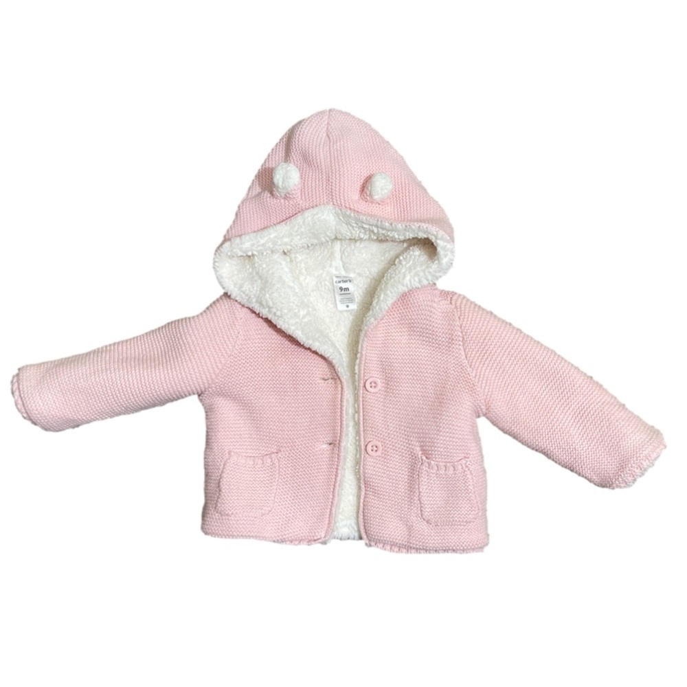 𝅺carter’s Knitted Lined Jacket Pink 🐻 Size 9M